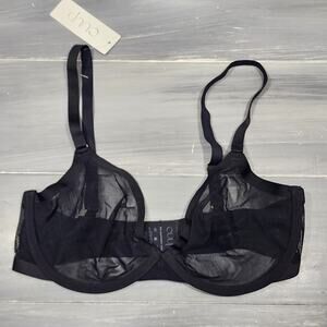 Cuup The Plunge Bra 32E Sheer Black Mesh